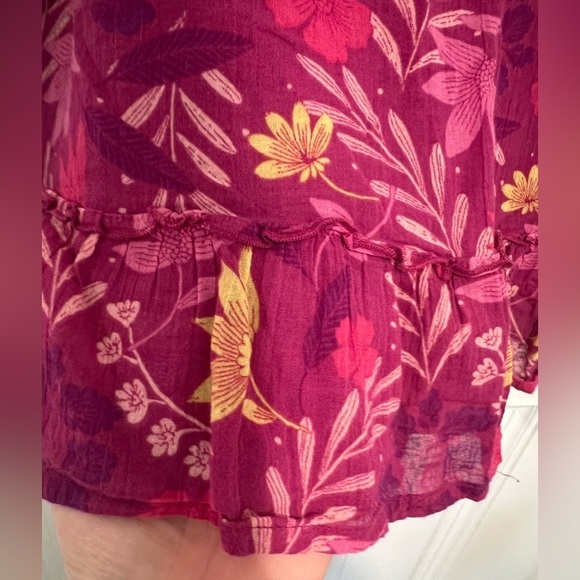 Rachel Roy Fuschia Magenta Purple Floral Ruffle Mini Skirt Flowy Size XL - Picture 5 of 12
